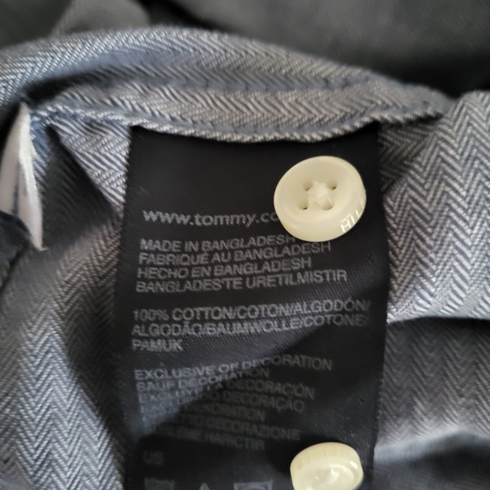 Men's Blue Button-Down Shirt Tommy Hilfiger Medium - Picture 7 of 9